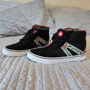 Airwalk Black/Floral High Tops Size 8 1/2